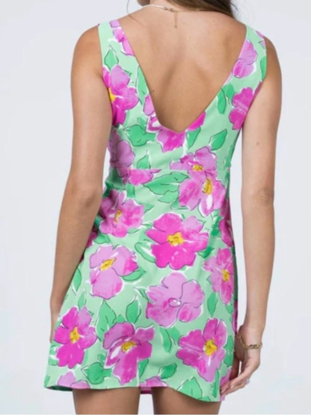Princess Polly Quincy Mini Dress in Green/Pink Floral - Picture 3 of 8